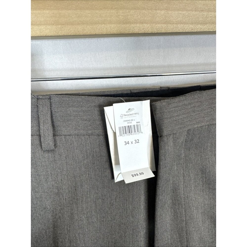 Banana Republic Tailored‎ Dress Pants Men 34x32 Brown Herringbone NWT - Picture 3 of 8